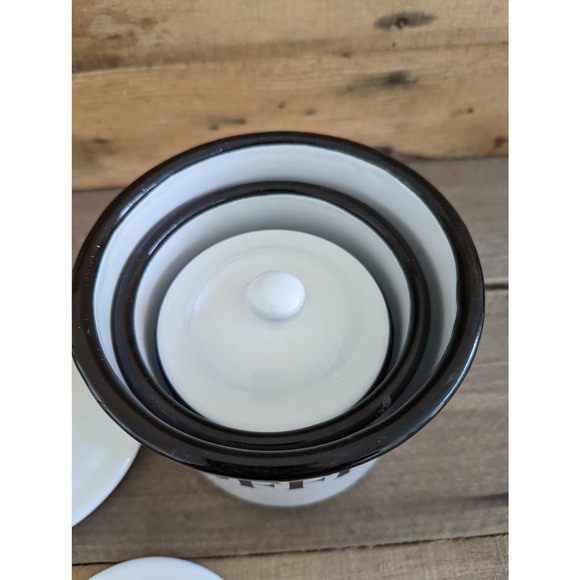 Set of 3 Farmhouse Enameled Metal Storage Containers / Coffee - Tea - Sugar - Picture 7 of 9